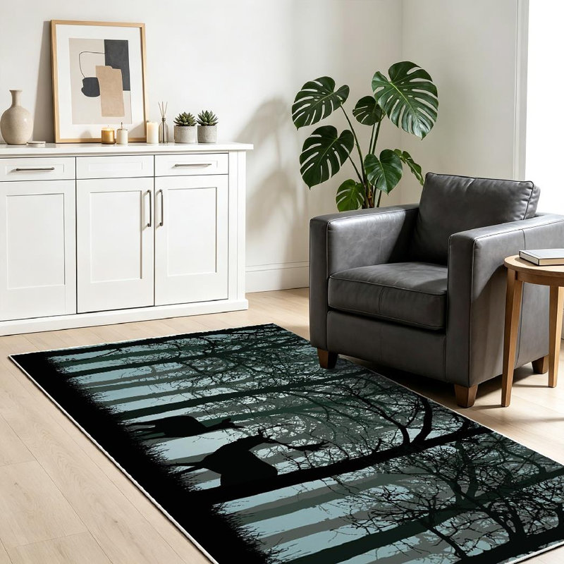 Tapis vert forêt lavable en machine, Rectangle 39" x 63"