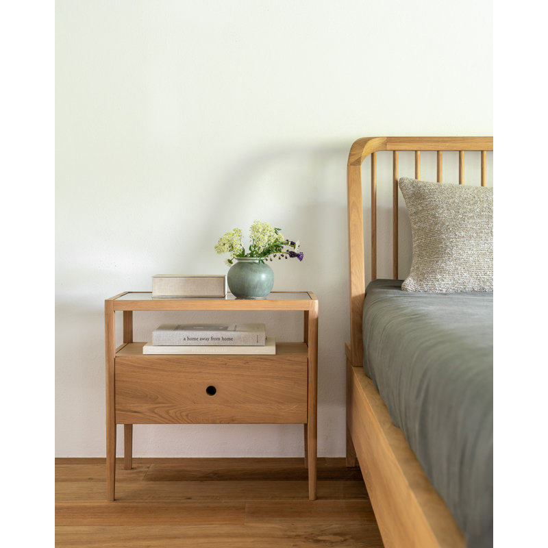 Spindle 1 - Drawer Solid Wood Nightstand, Natural