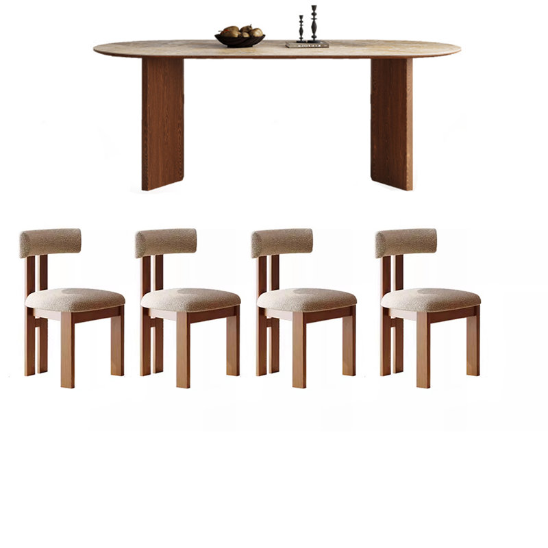 Retro Durable Rock Plate Dining Table Sets., 29.53"H x 62.99"L x 31.5"W