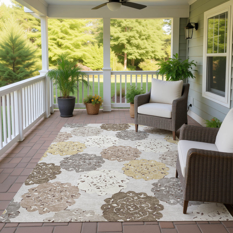 Machine Washable Indoor/Outdoor Bourkelands ACN2353 Casual Rug, Rectangle 10' x 14'