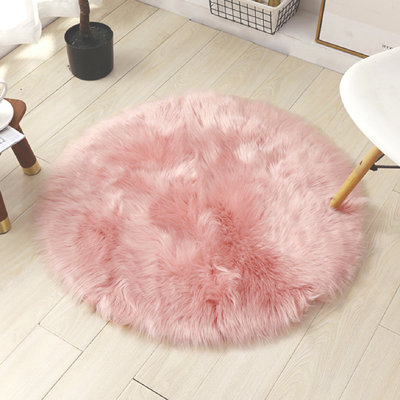 Tapis en fausse fourrure, tapis à poil long en fausse peau de mouton, tapis en peau de mouton style maison, tapis pour chambre à coucher, salon rose