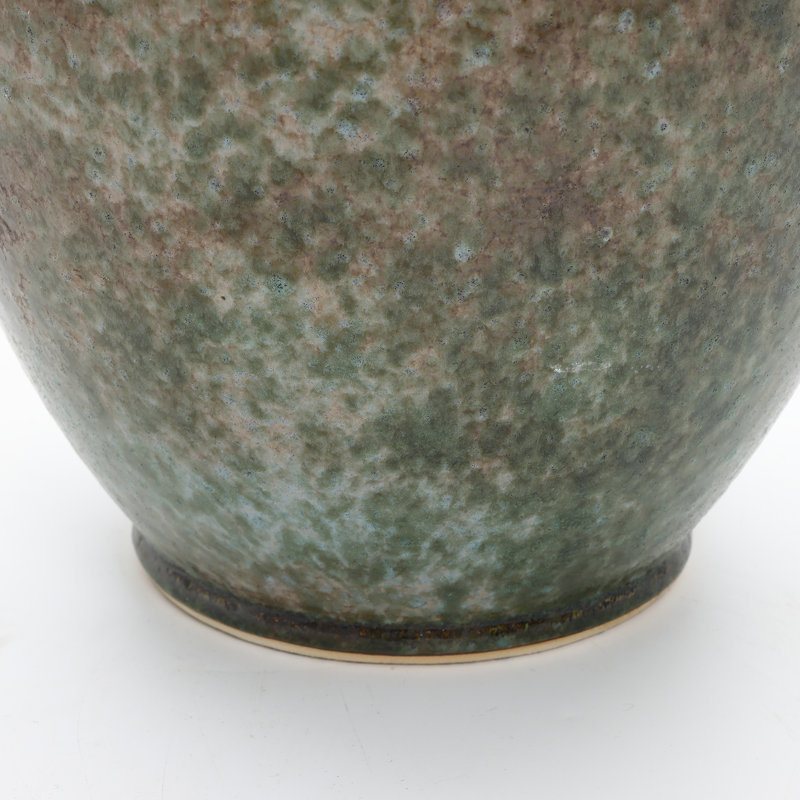 Antiqued Terracotta Vase, Rustic 17" Green & Brown Decorative Jar for Home Decor, 17.05" H x 12.01" W x 12.01" D