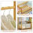 7-Tier Bamboo Trapezoid Coat Rack Open Closet Wardrobe Clothing Organizer with Hanging Rod