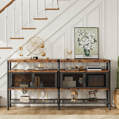 Industrial 74 Inches Console Table with Storage for Entryway, Living Room