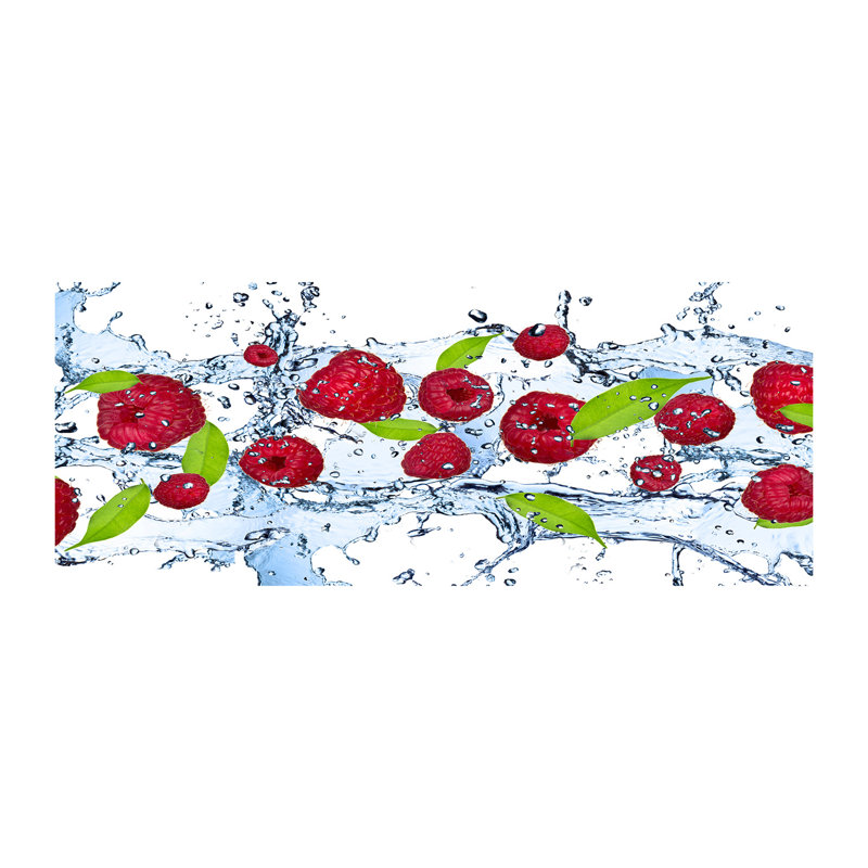 Raspberries And Water - No Frame Print, 70cm H x 100cm W x 4cm D, Glass