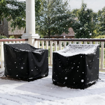 Housse de chaise de patio résistante aux intempéries avec protection en PVC respirante et durable résistante à l'eau, ourlet élastique réglable, sangles à fermeture par clic et trous d'air