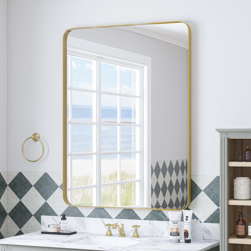 Miroir mural, 40 po x 30 po, Doré