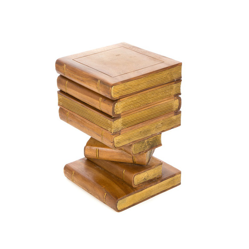 Solid Wood End Table, Natural/Gold