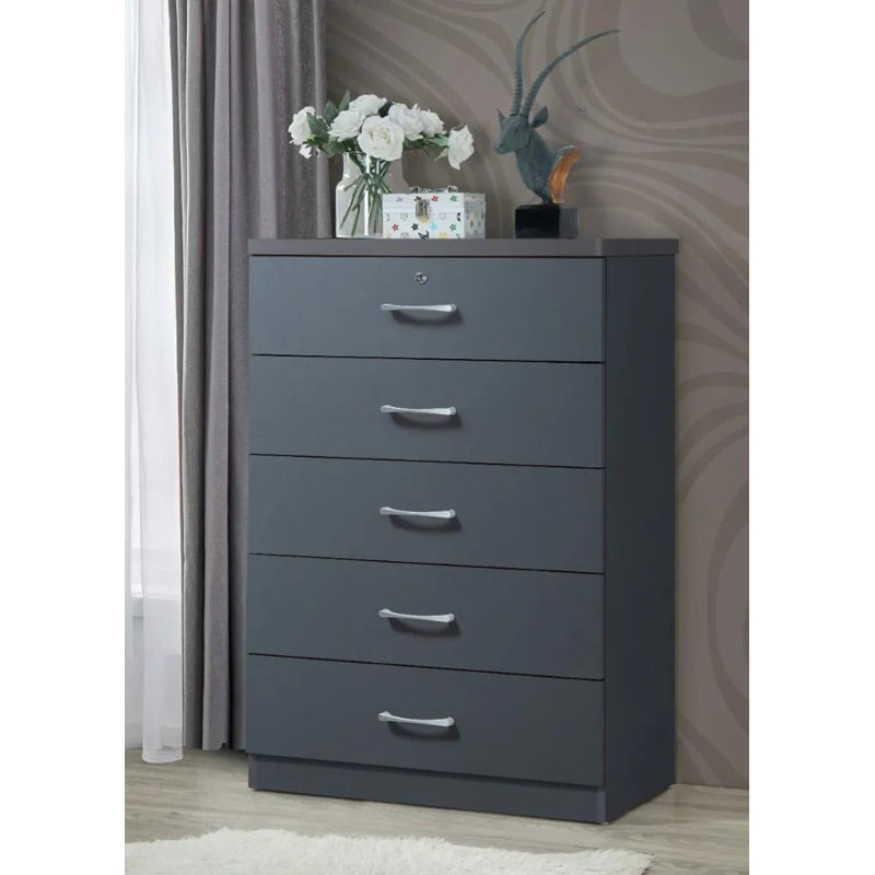 Commode 5 tiroirs Conkle, Gris