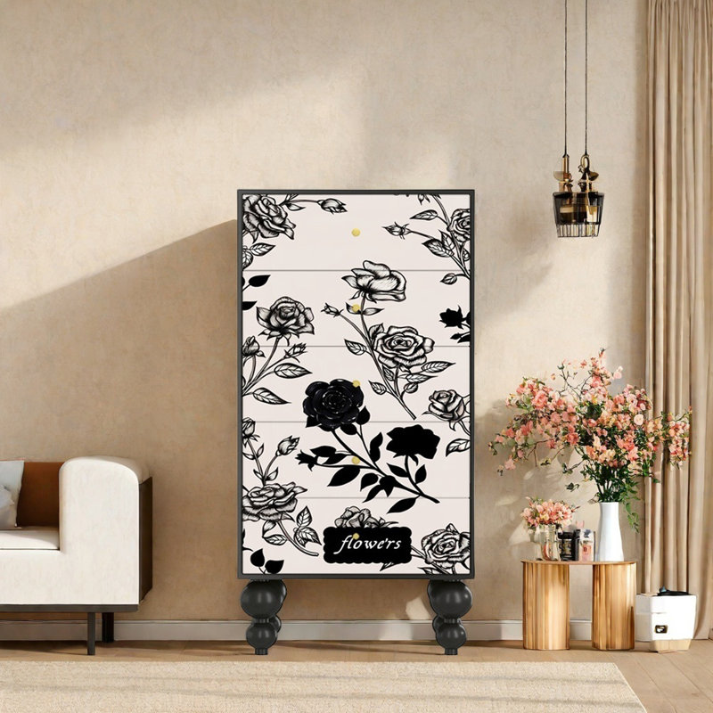 Buffet avec commode 19,7 po, Noir / Beige