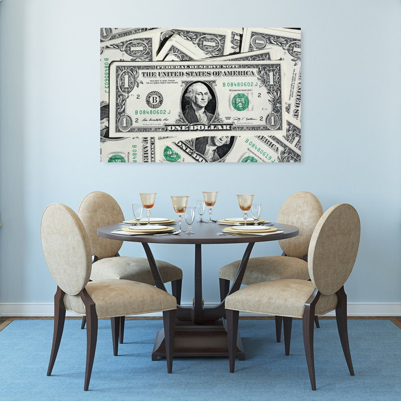 American One Dollar Bill Contemporary Wall Art Print 1 Piece Wrapped Canvas Wall Art, 81.28cm H x 121.92cm W