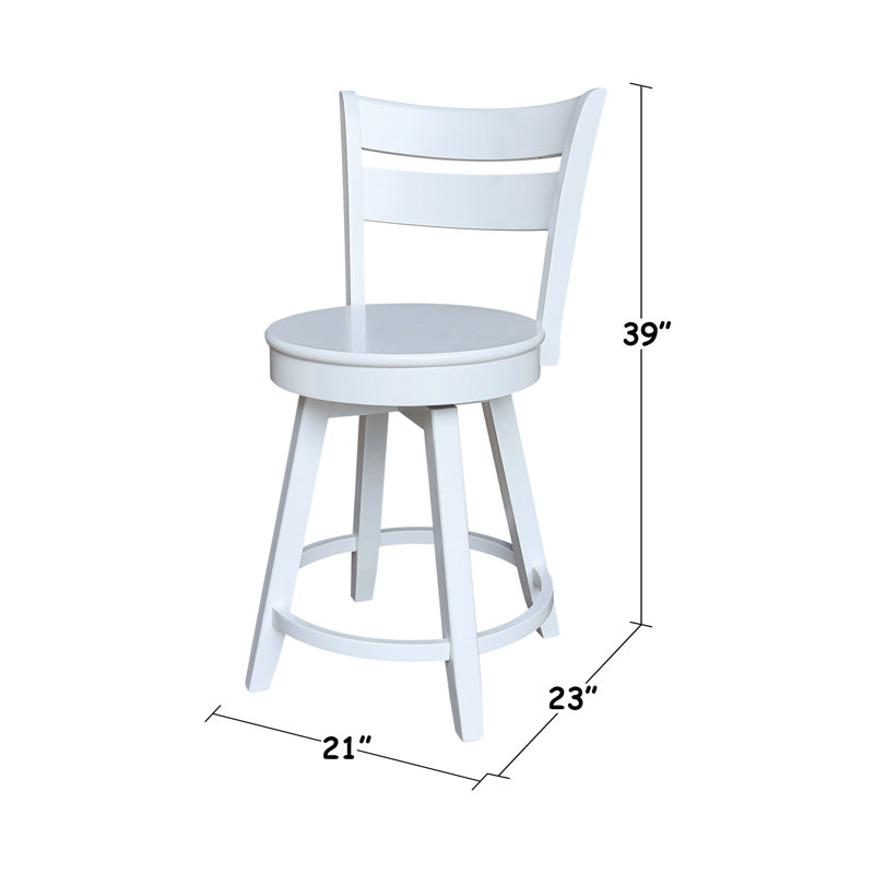 Swivel Solid Wood Counter Stool, White