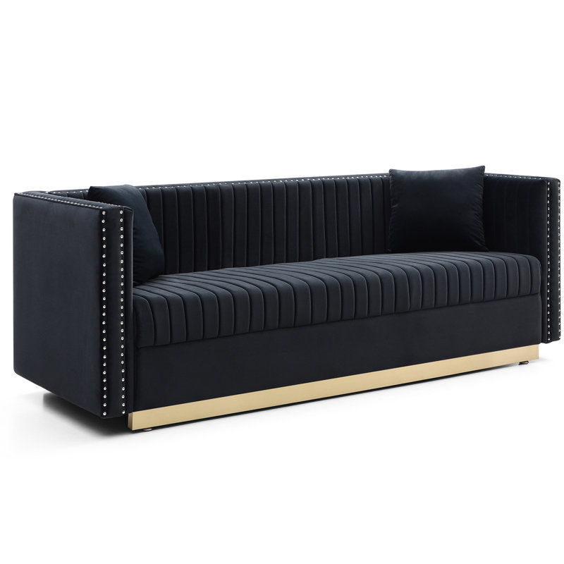 Revêtement vertical Modern Channel - velours noir pour le salon avec capitonnage, Noir