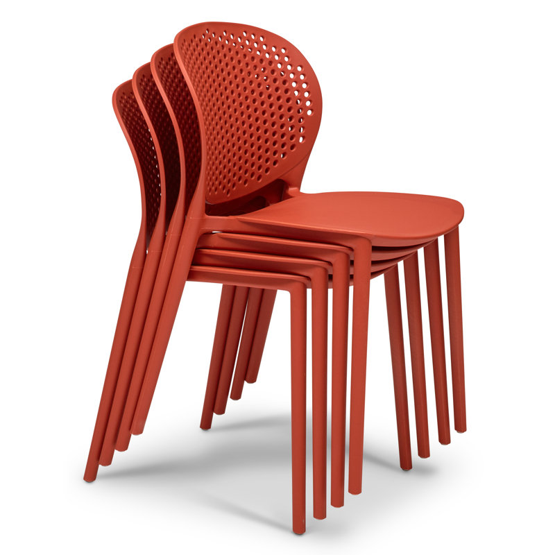 Bailey Stacking Patio Dining Chair, Dark Orange