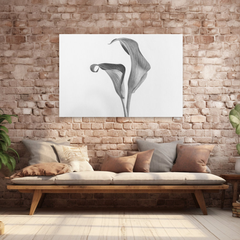Calla, fleurs abstraites, art mural contemporain, H 60 po x l 40 po