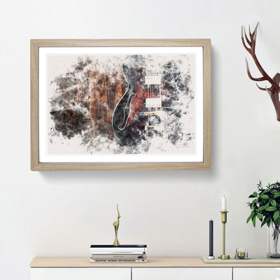 Wooden Electric Guitar - Single Picture Frame Print on MDF