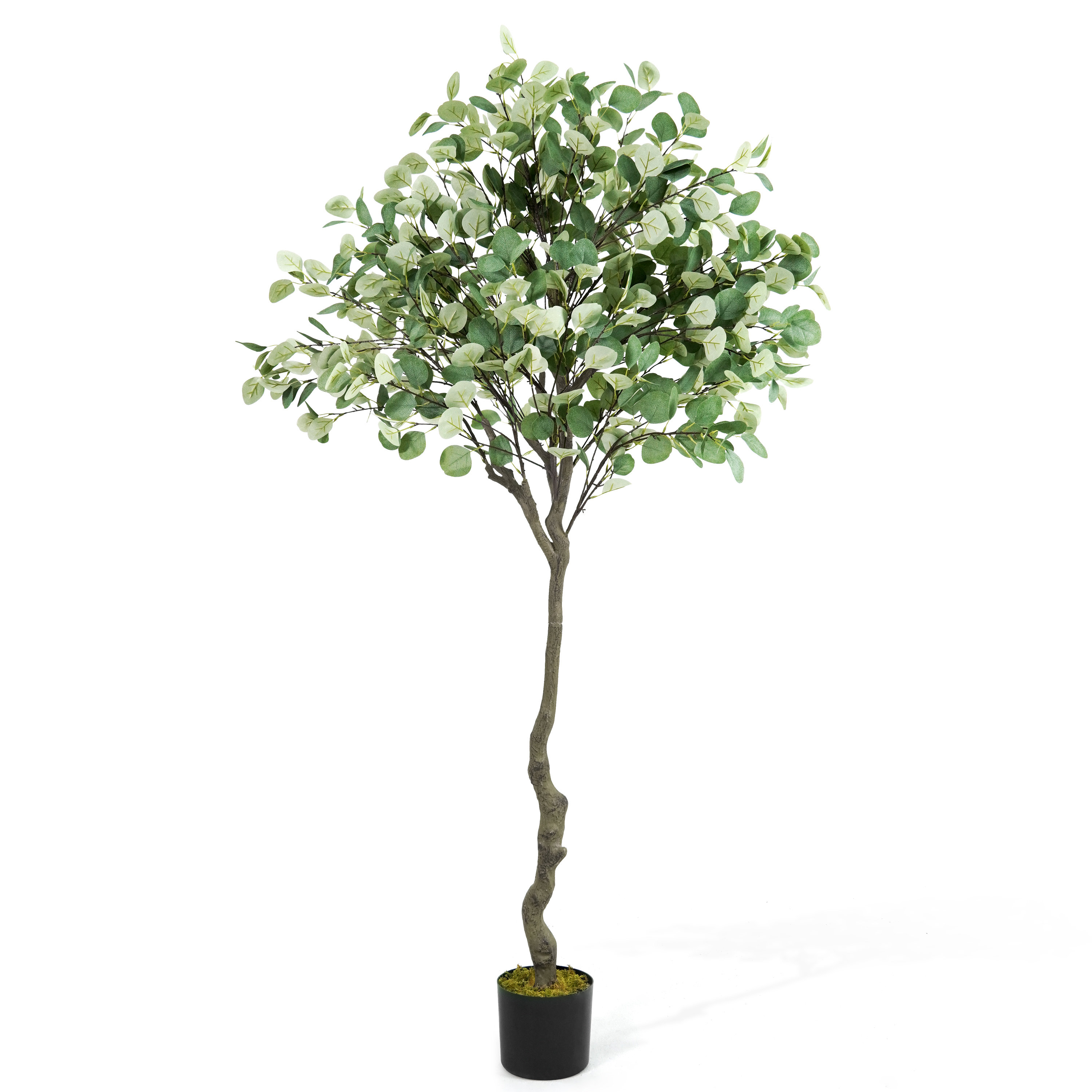 CAPHAUS Artificial Eucalyptus Tree, UV Resistant Fake Greenery in Pot ...