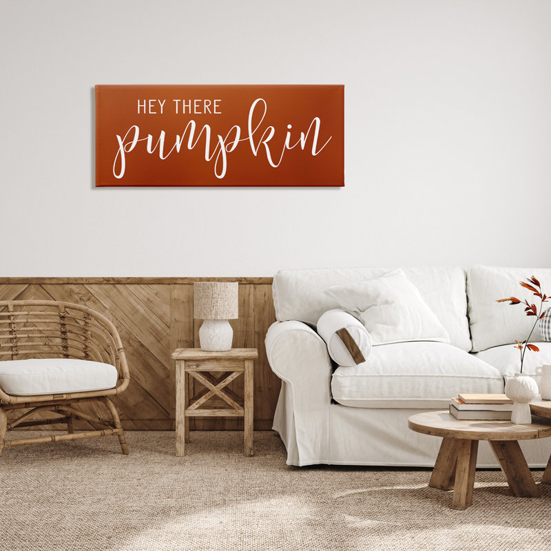 «Hey There», citrouille, calligraphie romantique, thème d'automne, giclée sur toile noire, art texturé par lettres et lignes