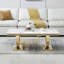 Table basse rectangulaire en marbre avec base en acier inoxydable-885499966-885499967