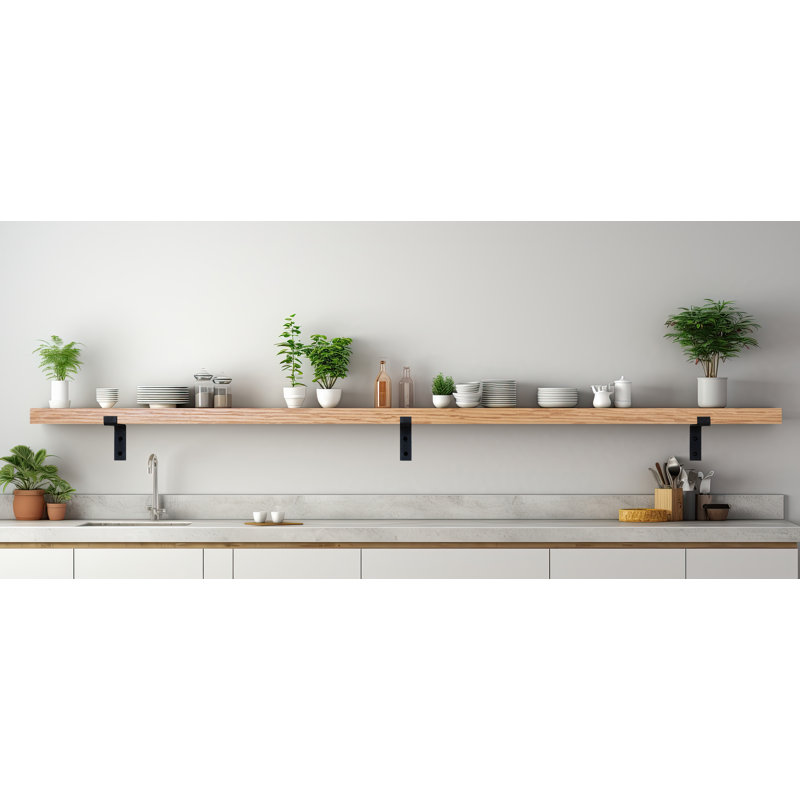 Rayne Red Oak Bracket Shelf, 2" H x 71" W x 8" D, Natural Wood