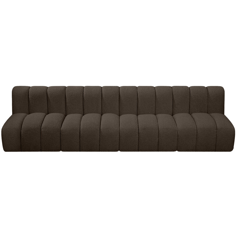 Kirchoffer Upholstered Sectional Reversible, Brown Boucle Fabric