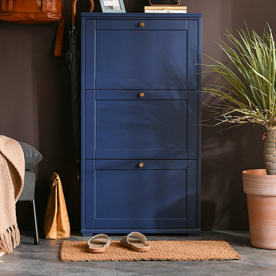 Drak Blue Solid wood Shoe Storage