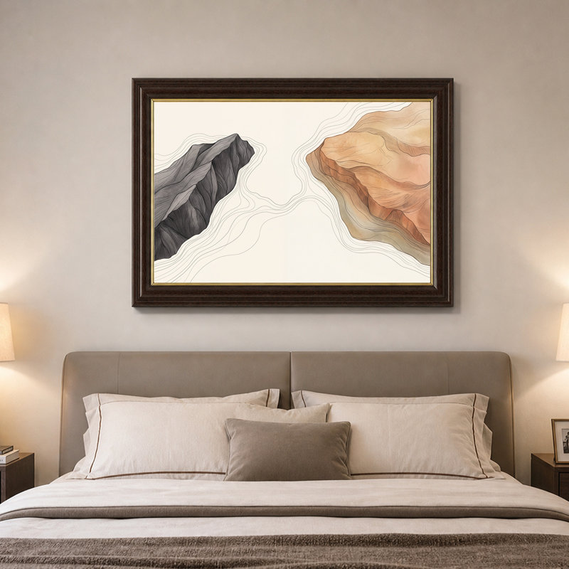 Art mural sur toile gris et rouille, 16"H x 24"W
