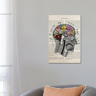 Brain Flower Collage Anatomy Print by Aged Pixel - Wrapped Canvas Print