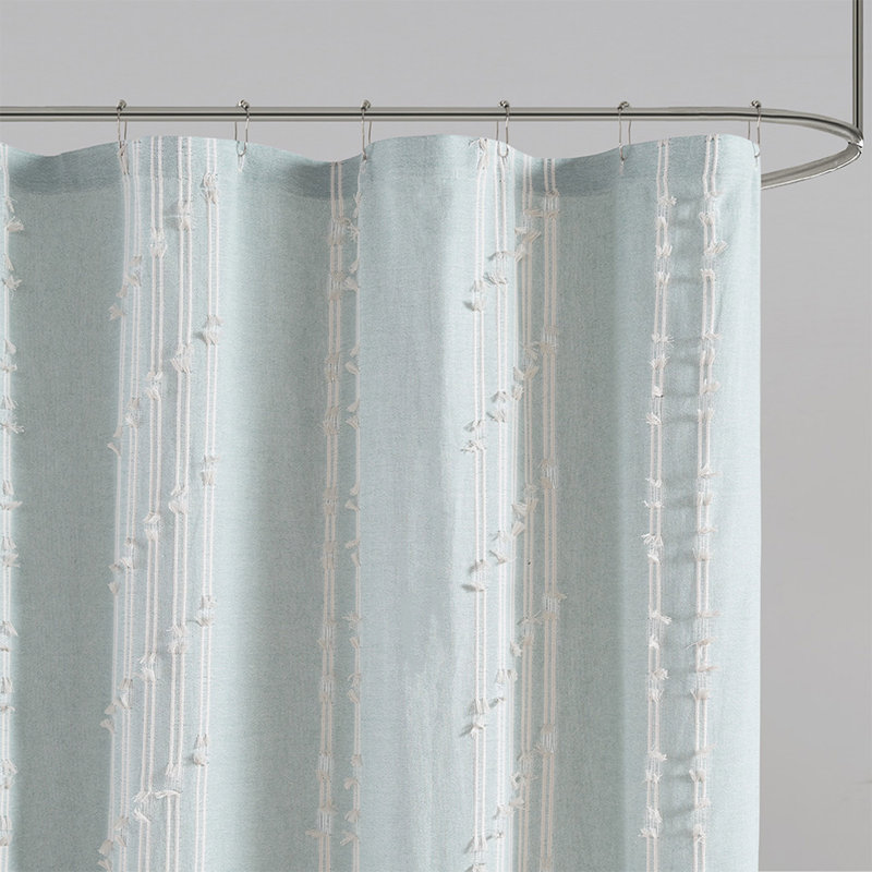 Rideau de douche en jacquard Farmhouse, Turquoise