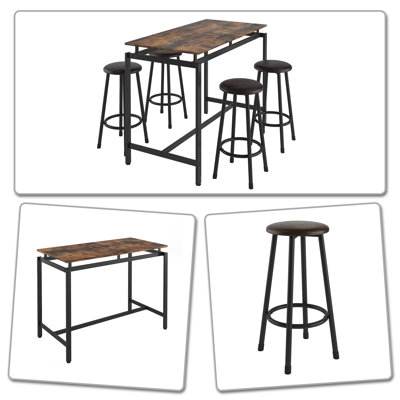 Ensemble de salle à manger rectangulaire de L 47,21 po x l 23,61 po avec pieds en métal et tabouret de bar rembourré pour la cuisine, la salle à manger et la table de lecture