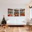 Ensemble de 3 tableaux sur toile tendue représentant des poinsettias de Noël pour serre ou jardin.-121089044