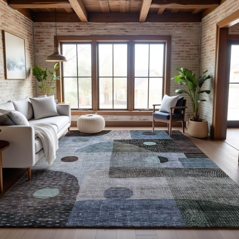 Premium Machine Washable Dilorenzo AMF1117 Geometric Rug, Rectangle 10 pi x 14 pi