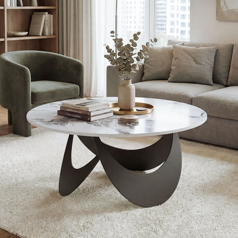 Coffee Table, White, White / Black
