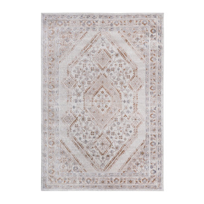 Cream/Ivory/Bordered Non-Shedding Living Room Bedroom Dining Home Office Stylish And Stain Resistant Area Rug