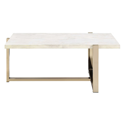 Bureau polyvalent en simili marbre blanc et champagne pour une utilisation professionnelle