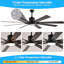 Ventilateur de plafond à DEL avec 8 pales en bois, télécommande, température de couleur réglable pour le salon, la chambre à coucher ou la salle à manger (silencieux / 6 vitesses / réversible / moteur à courant continu)