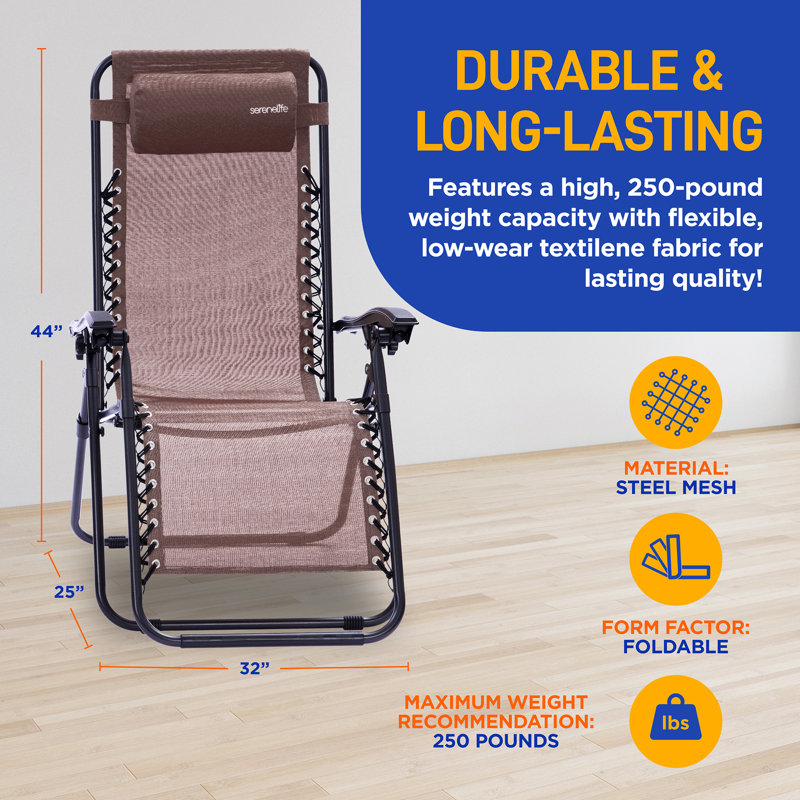 Katica Folding Beach Chair, Brown/Black