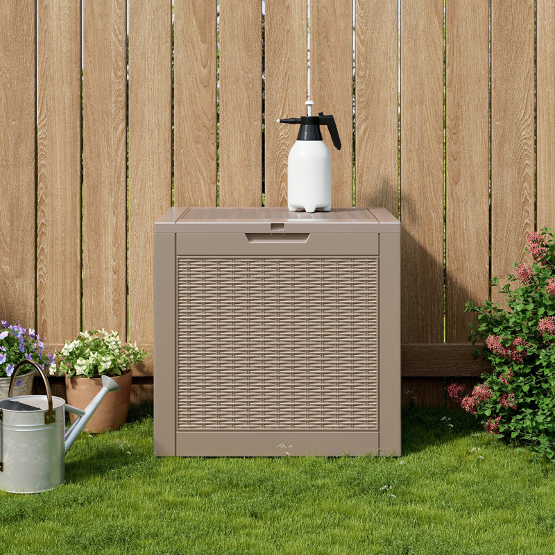 Outdoor 30 Gallon Resin Storage Lockable Deck Box, 20.87" H x 22.09" W x 17.09" D, Brown