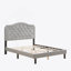 Lit rembourré avec capitonnage à boutons, forme courbée et lattes en bois massif pour une expérience de sommeil confortable et durable