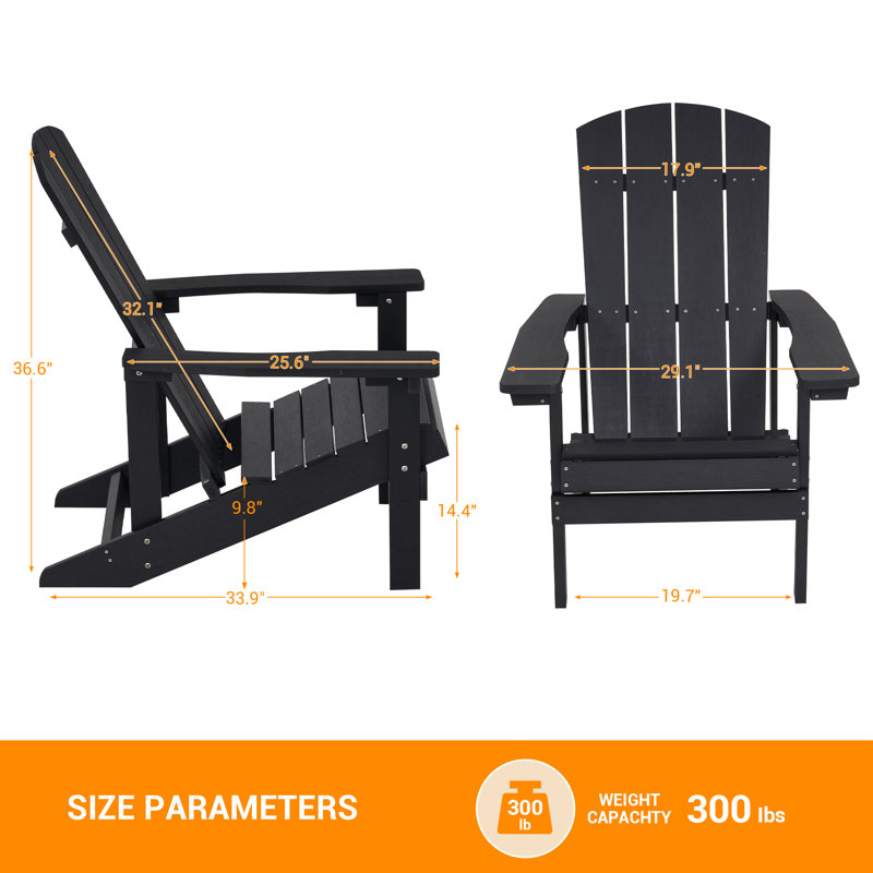 Bucareli Ergonomics Plastic Adirondack Chair, Black