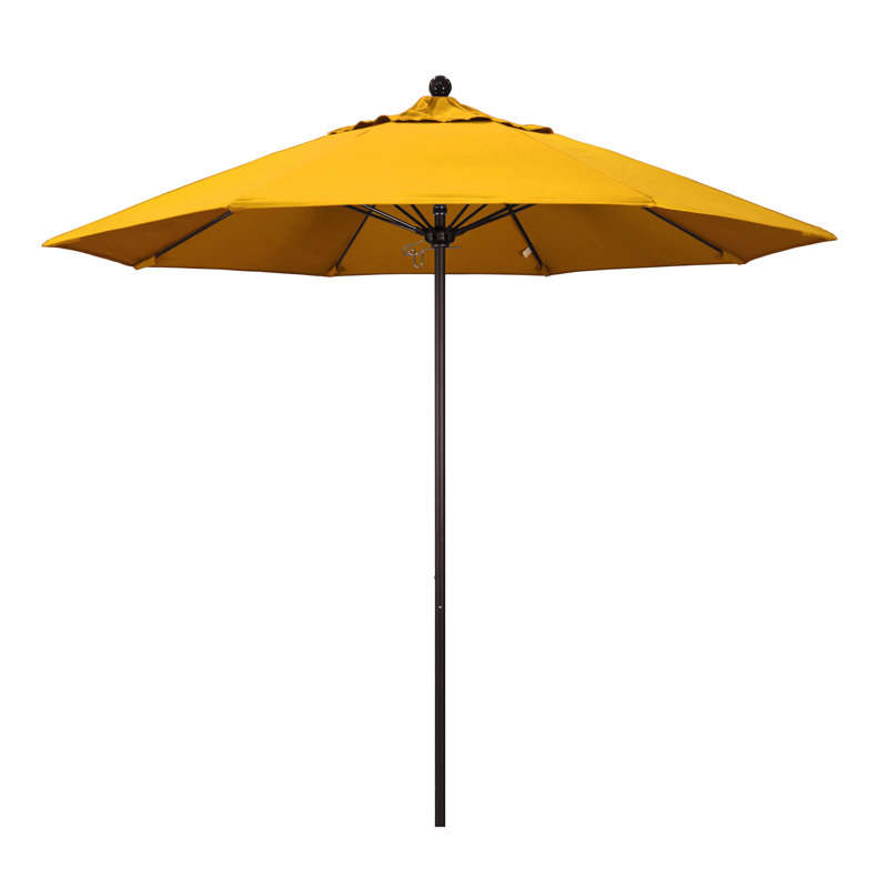 Parasol de marché 9 pi Hibo, Bronze, Toile jaune performance