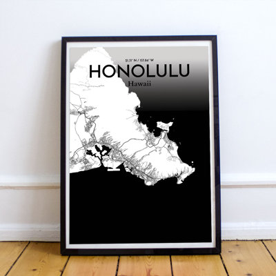 Honolulu City Map - No Frame Print