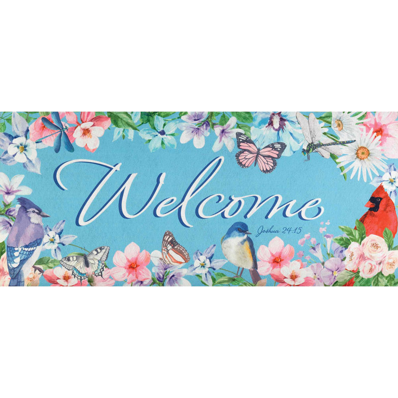 Doormat Insert Birds Welcome Josh.24:15 22x10