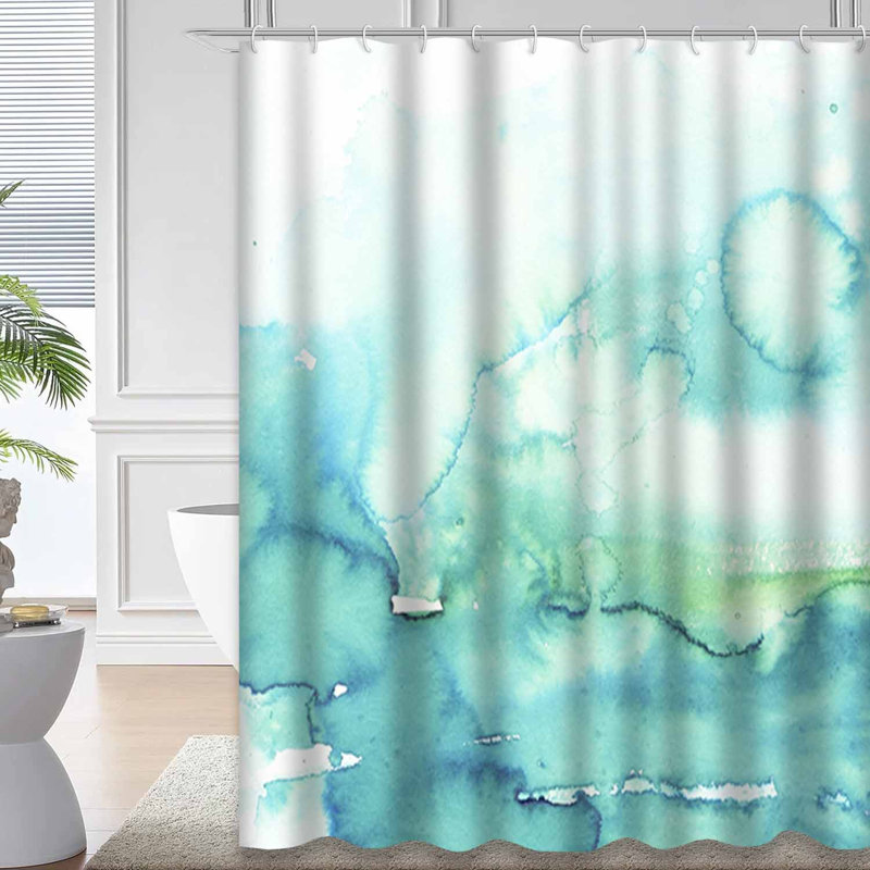Rideau de douche bleu imperméable, rideaux de douche pour la salle de bain avec 12 crochets, L 72 po x l 78 po