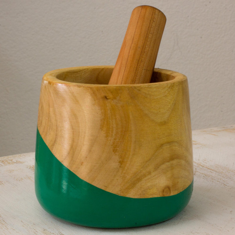 Ensemble de mortier et pilon en bois Novica, Vert