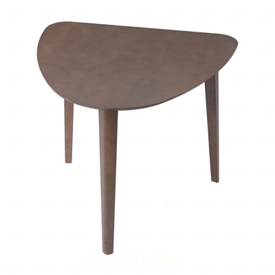 Ensemble de table moderne 3 pièces - table d'appoint triangulaire et 2 chaises en bois courbé, finitions brunes minimalistes peu encombrantes pour le salon, la cuisine, les petits espaces, faciles à assembler