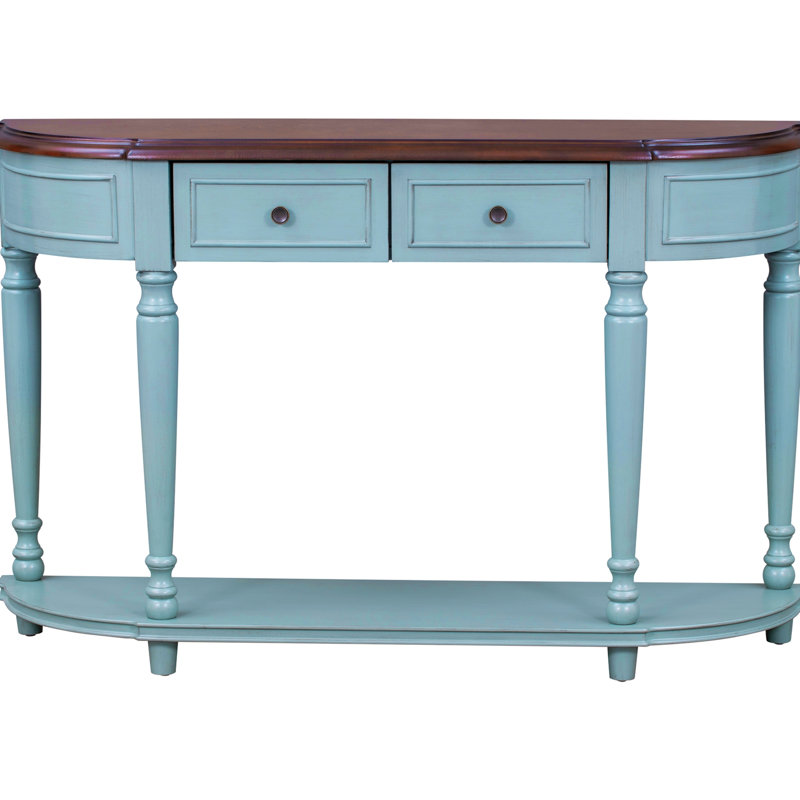 Console en bois massif 33,52 po Brence, Cerisier, Bleu antique