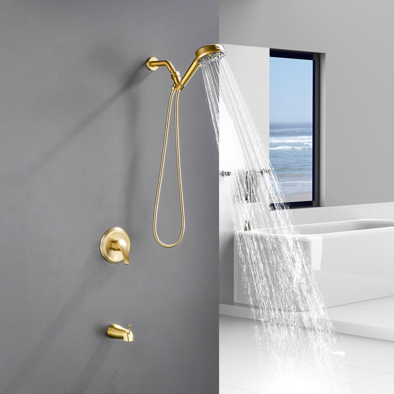 Shower Faucet Set With Tub Spout Tub And Shower Faucet Set Complete With Handheld Shower Head Shower Combo Set Shower System With Tub Spout Tub And Shower Trim Kit