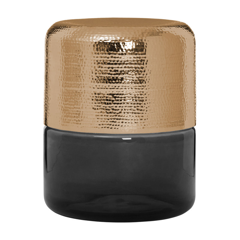Adrianna Drum End Table, Copper, Copper/Black