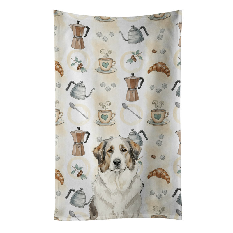Badger Great Pyrenees Coffee Bar Kitchen Towel, Badger Great Pyrenees